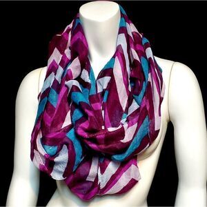 Purple, White, & Green Chevron Infinity Scarf